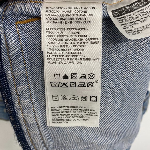 Levi's Premium Floral Embroidered Ex BF Denim Trucker Jean Jacket Light Wash S - Picture 10 of 11